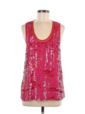 Theory Pink Red Sequin Tank Top